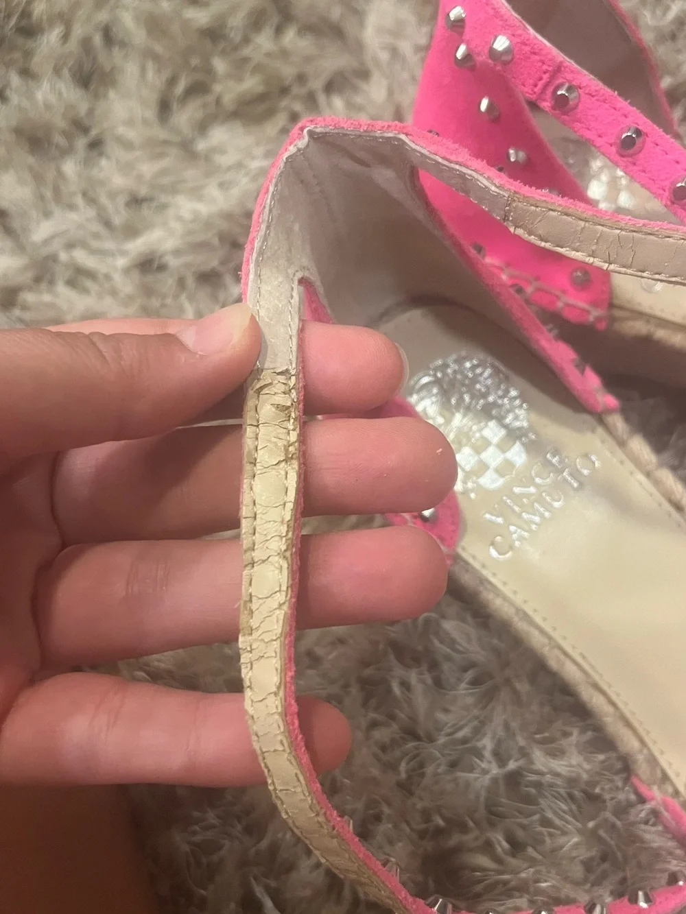 Vince Camuto Bright Pink Studded Espadrille Sandals
